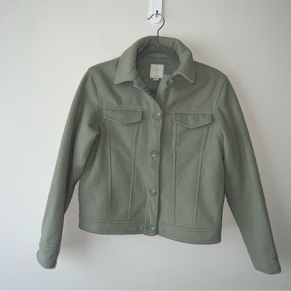 Joie Sage Green Button Front Shacket - Picture 2 of 8